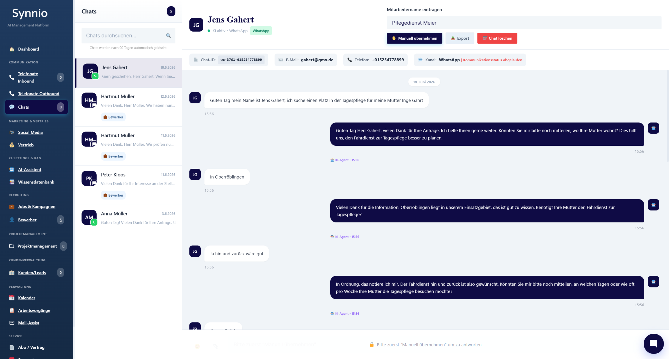 GrisaKI Backend – Kundenchats aus Web und WhatsApp